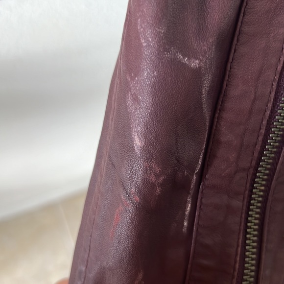 Aritzia x Mackage Kenya Leather Moto Jacket Size XS Maroon - Picture 9 of 13